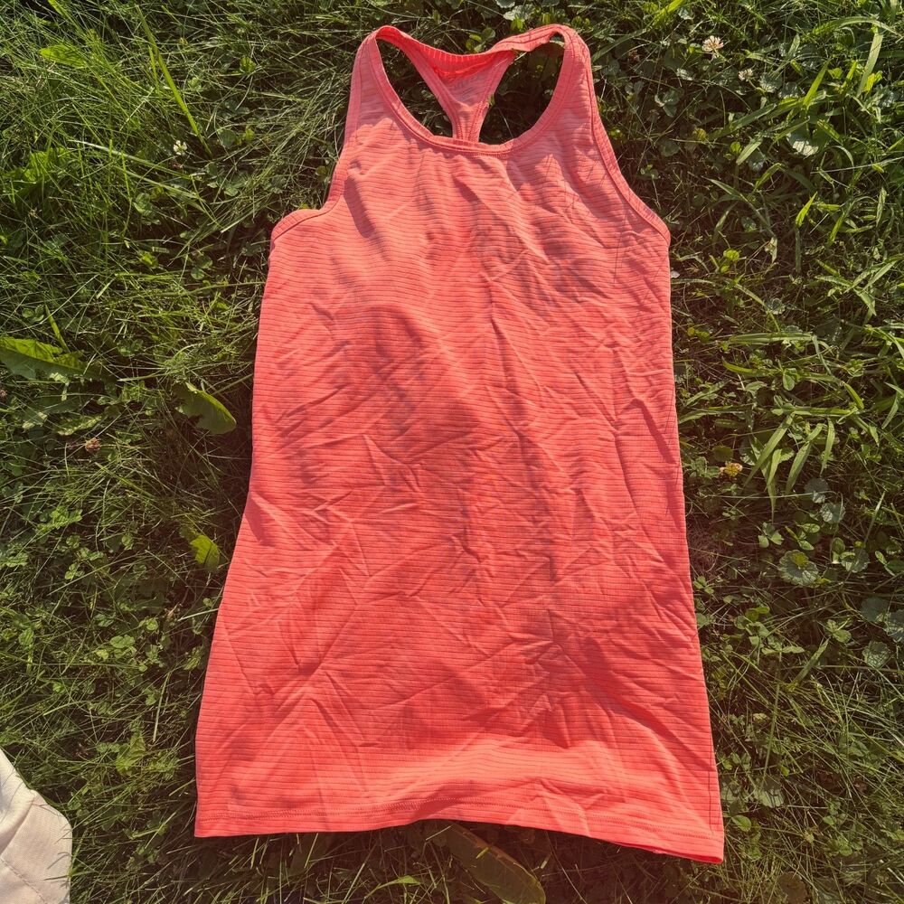 Athleta Women's Ember Orange Shadow Stripe Chi Tank SIZE-XXS